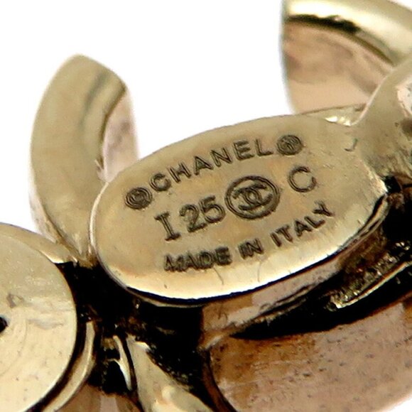 CHANEL Gold Pearl Logo Earrings - Picture 6 of 9